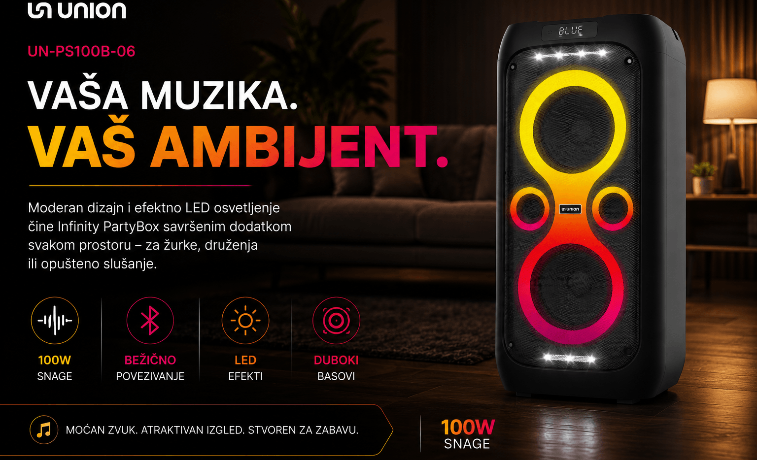 Union UN-PS100B-06 Infinity PartyBox zvučnik 100W