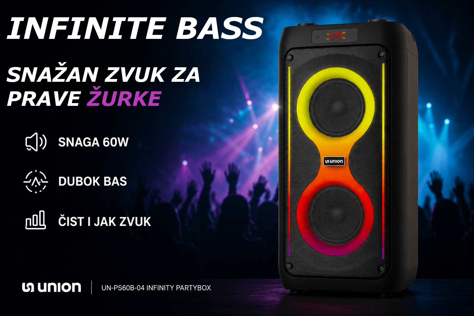 Union UN-PS60B-04 Infinity PartyBox zvučnik 60W