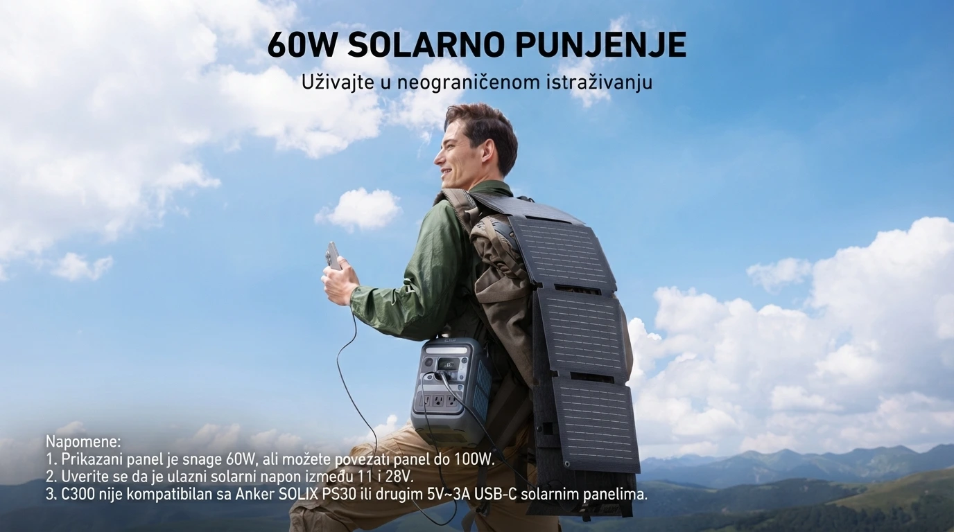 Anker Solix Energetska stanica C300X + Prenosiv Solar Panel PS60
