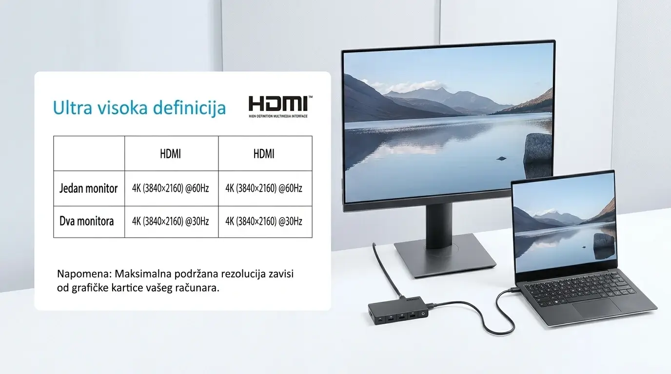 Anker Hub 10-u-1 USB-C 364 2×HDMI/USB-C Data/3xUSB-A/PD-IN/RJ45/SD/USB-C Up Crna