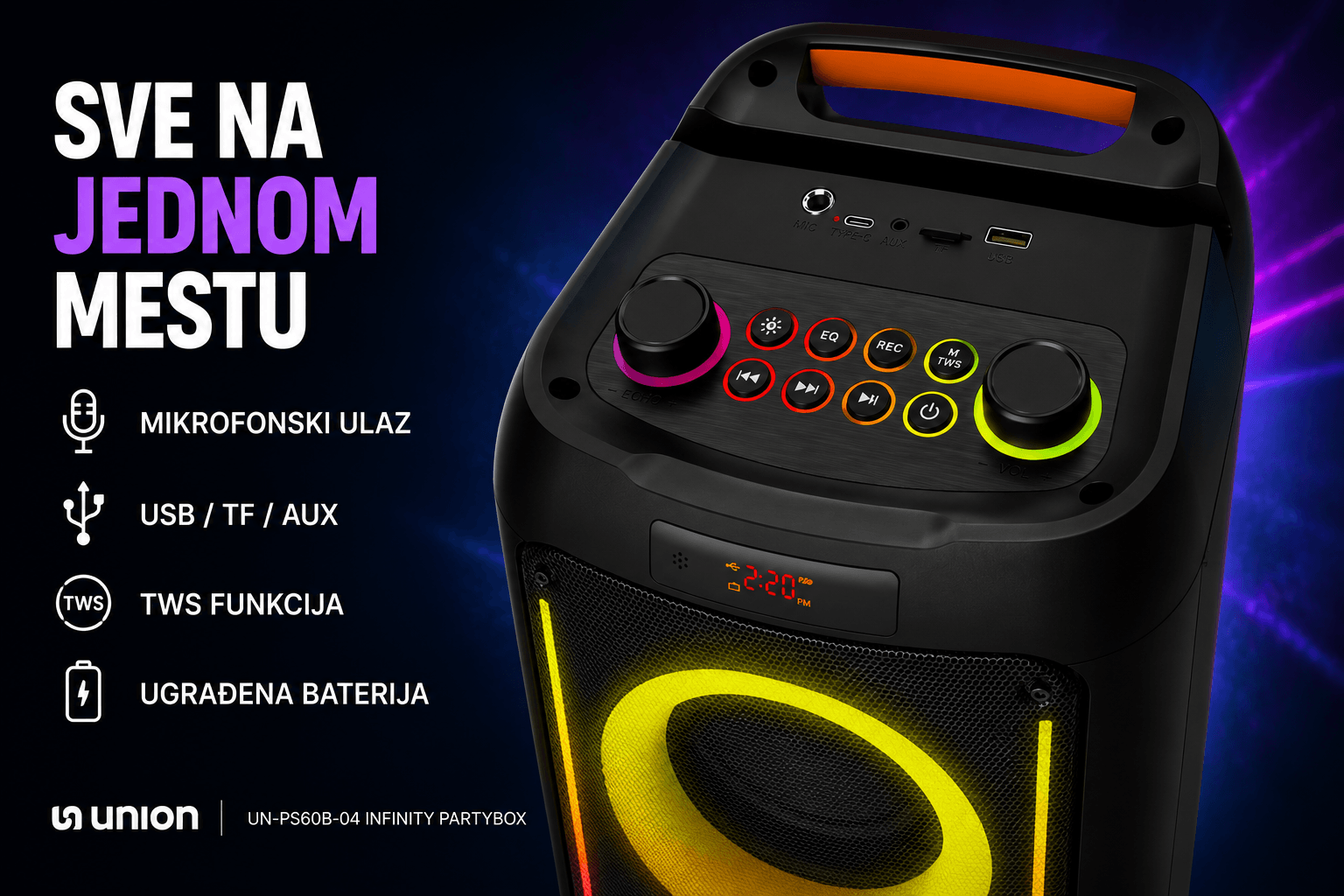Union UN-PS60B-04 Infinity PartyBox zvučnik 60W