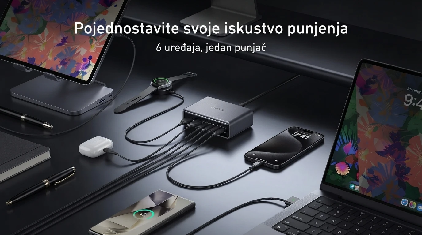 Anker Stoni Punjač Prime GaN 200W 6 Ports