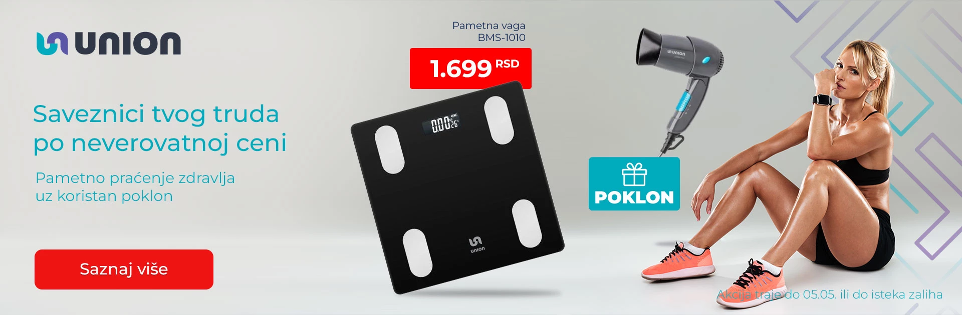 Union Pametna vaga za merenje telesne težine BMS-1010