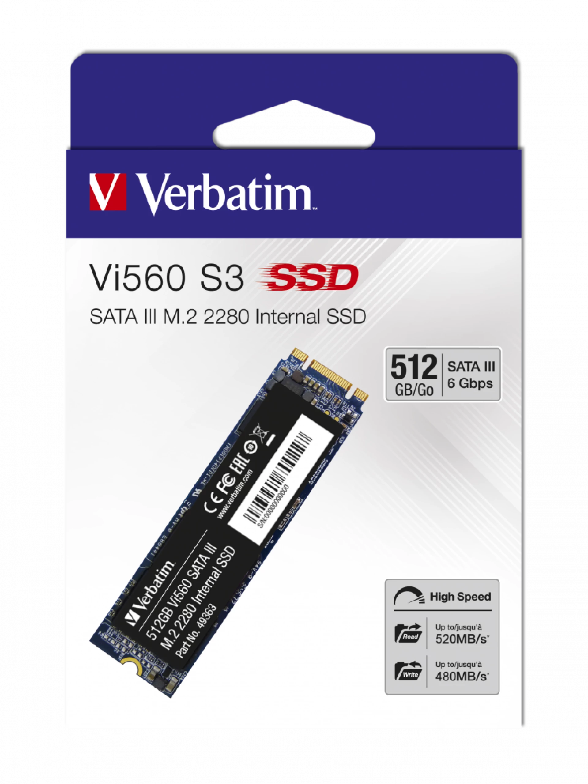 Verbatim Vi560 512GB M.2 SATA III SSD disk
