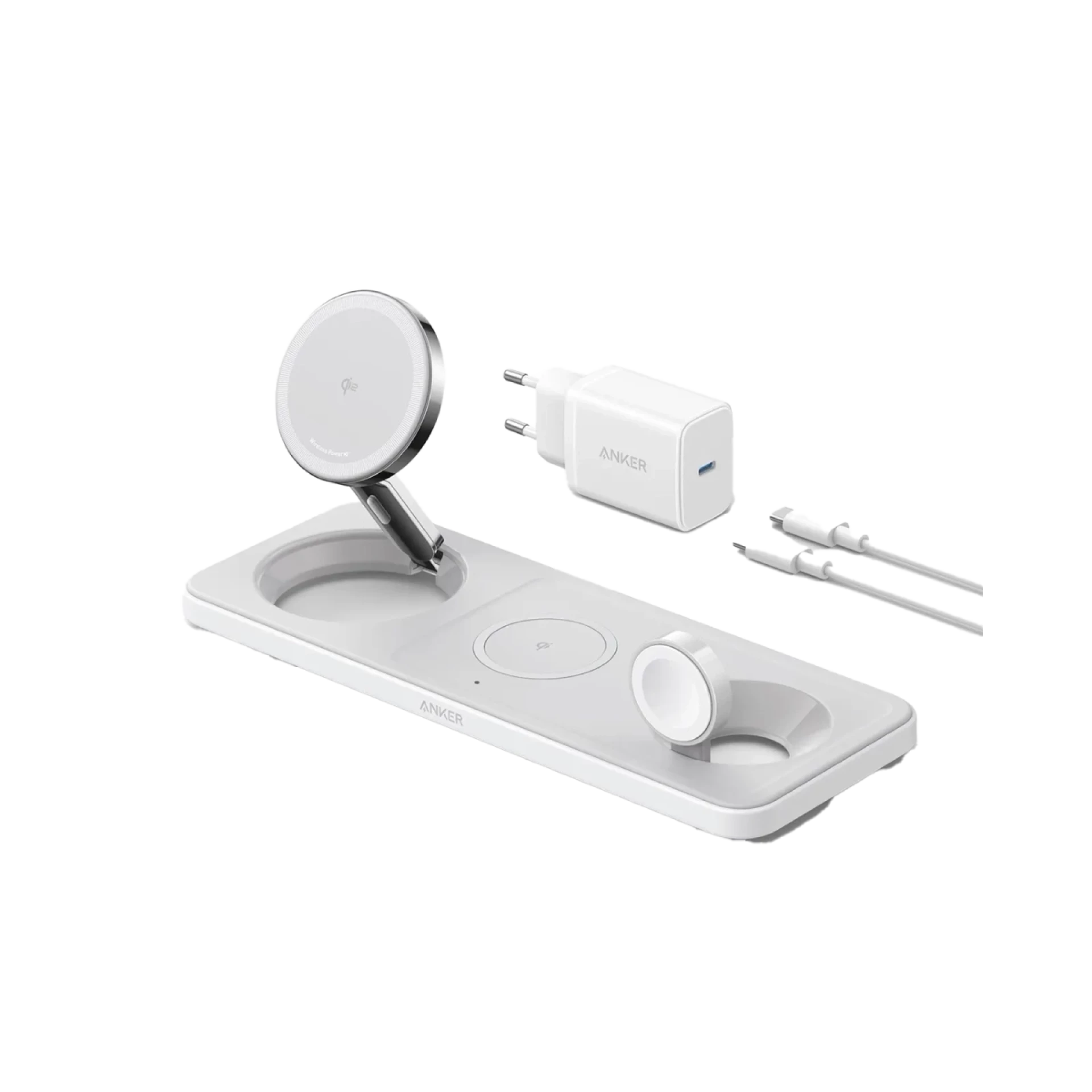 Anker Bežični punjač MagGo 15W Stoni 3-u-1 Bela Set