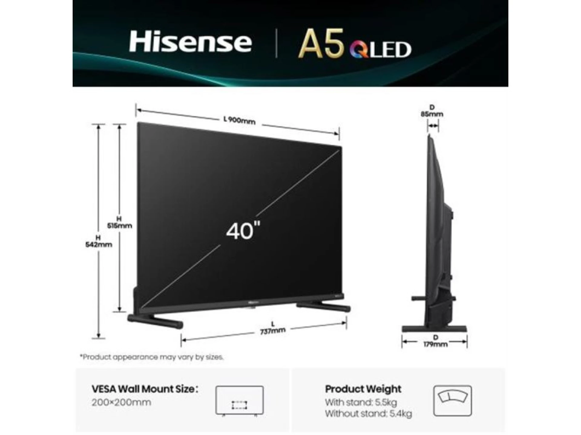 Hisense 40A5Q Smart TV 40" Full HD QLED 