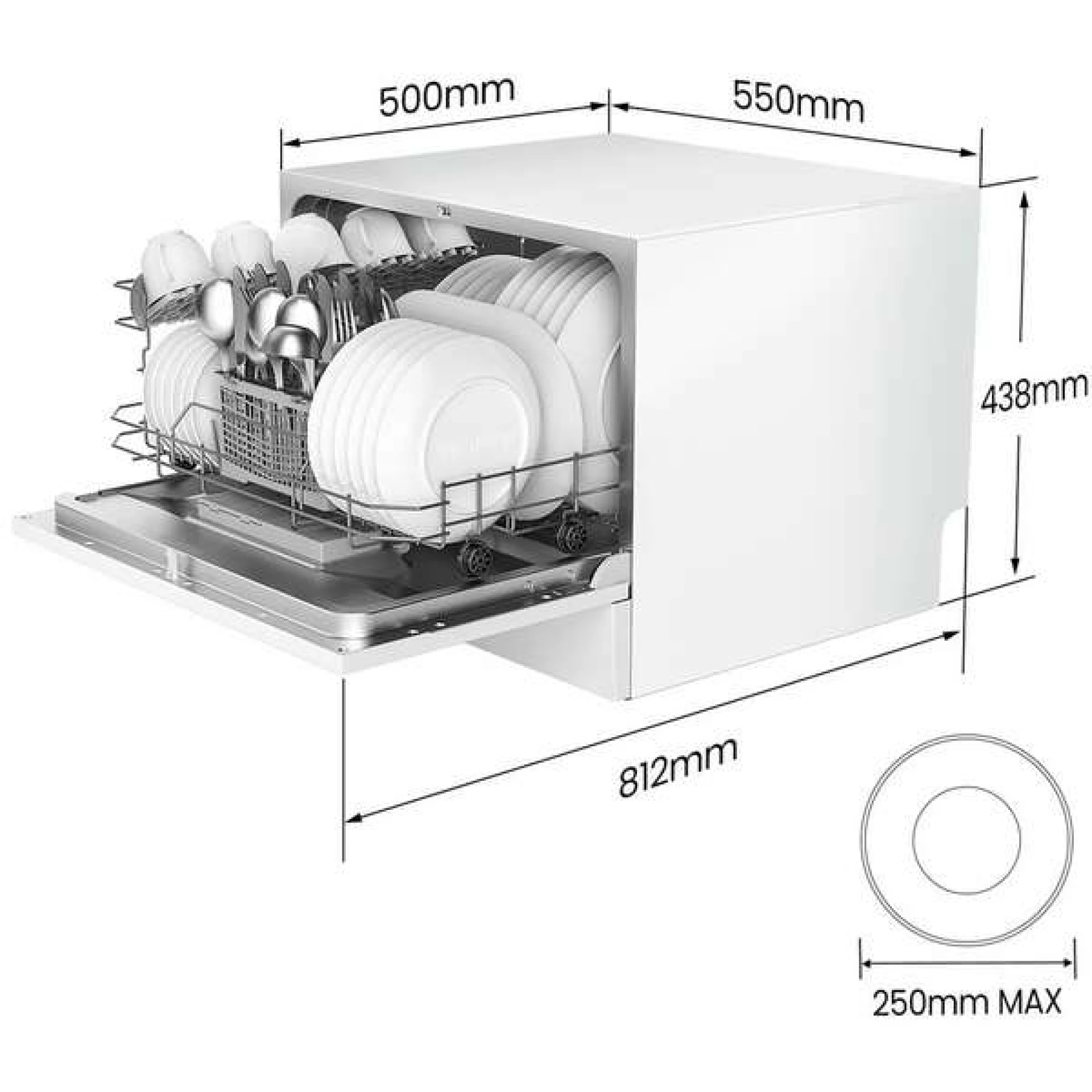 COMFEE TABLETOP MAŠINA ZA PRANJE SUDOVA KWH-TD602E-W BELA