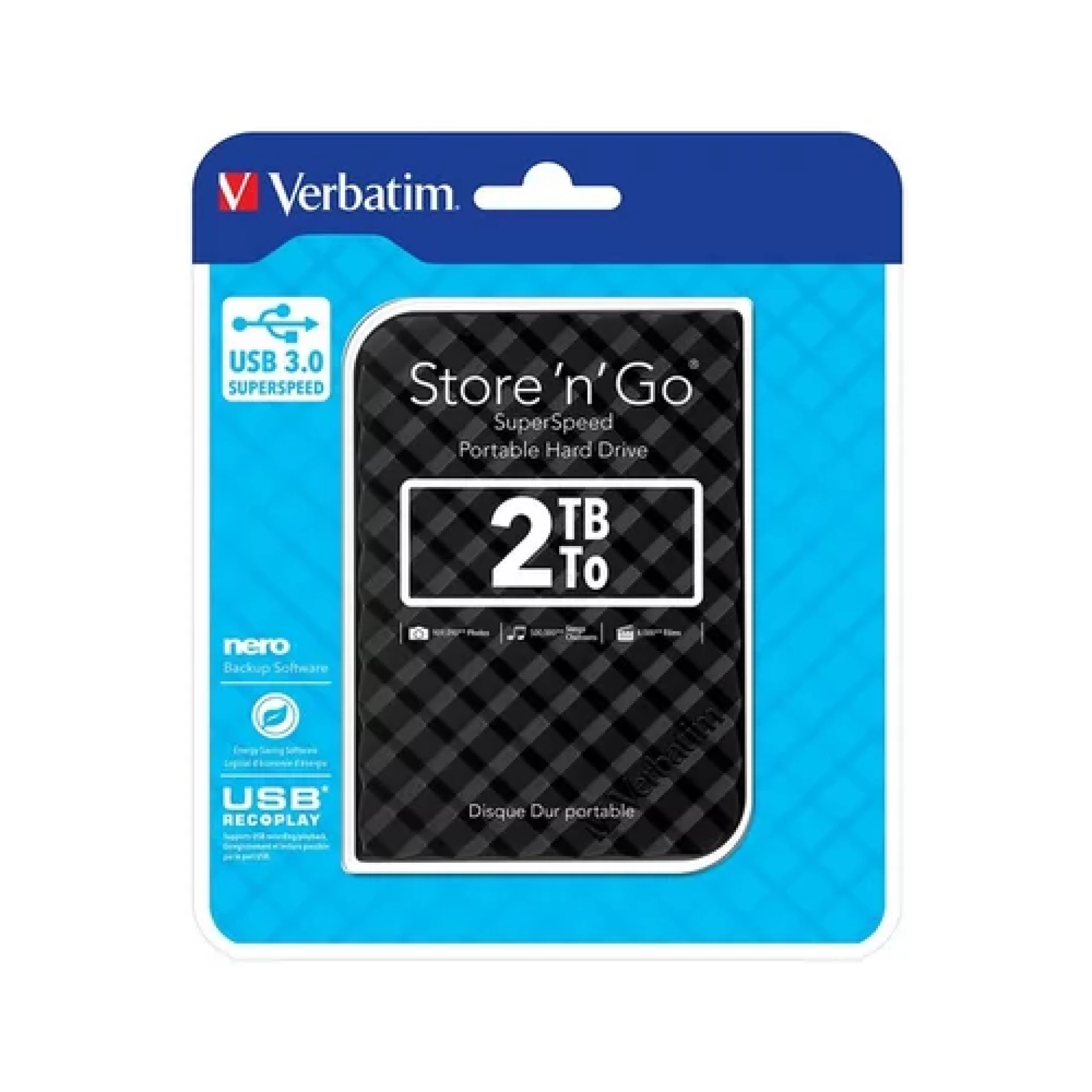 Verbatim HDD 2TB Black Kocka (53195)