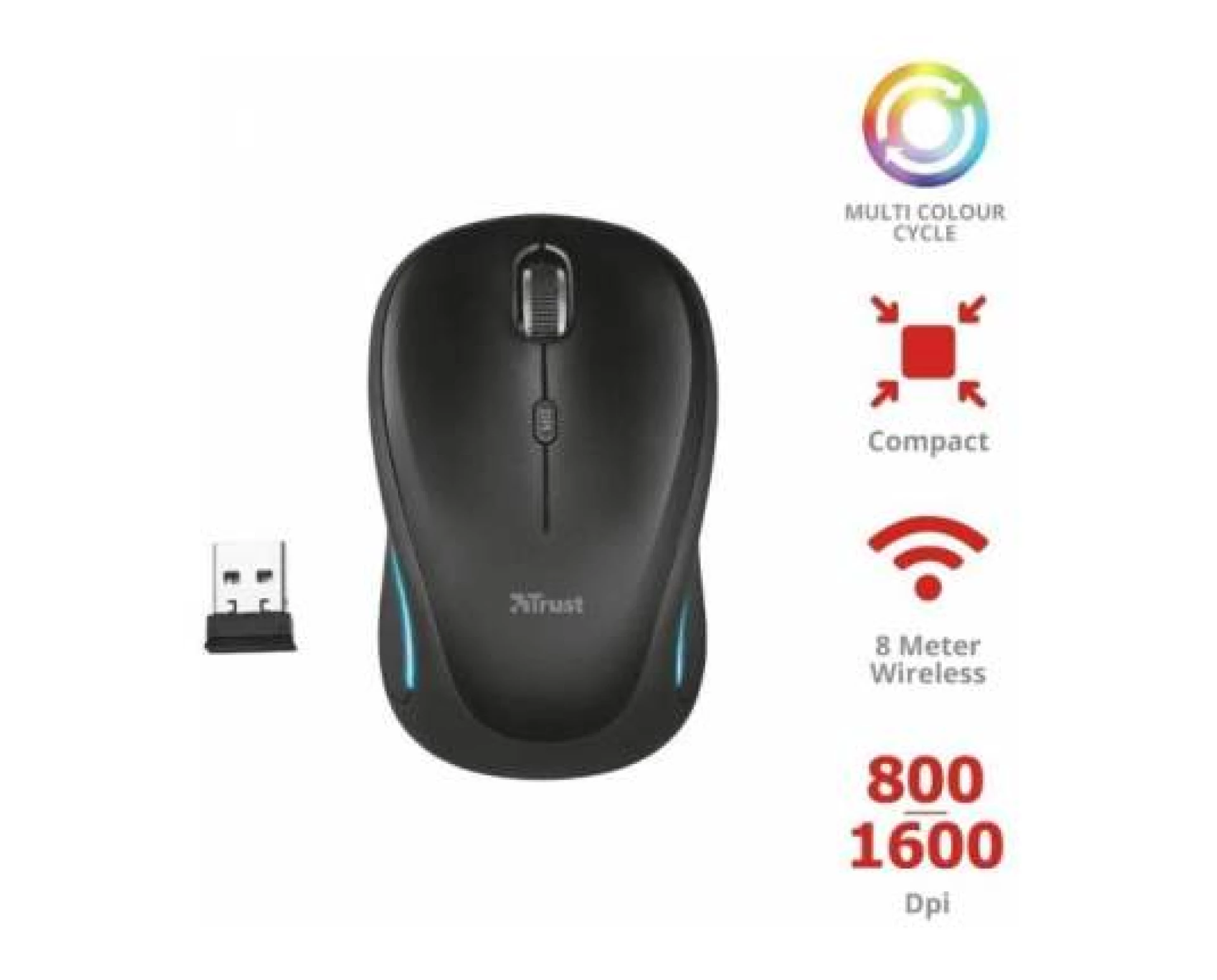 TRUST BEŽIČNI MIŠ YVI FX 22333 CRNI