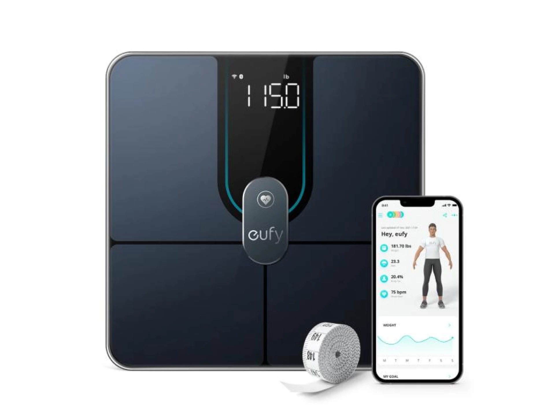 Eufy Pametna Telesna Vaga P2 Pro Crna