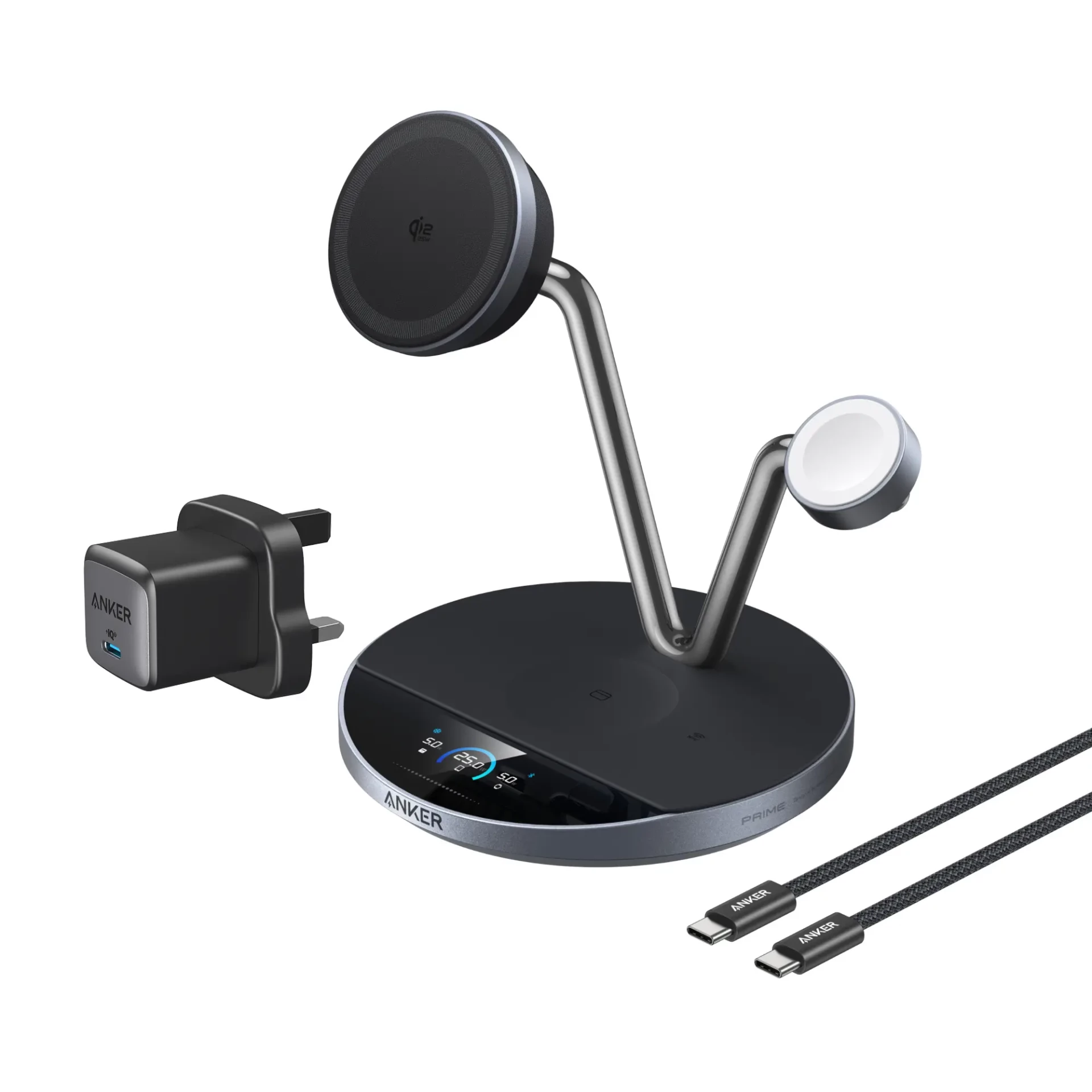 Anker Bežični punjač MagGo 25W Stoni Okrugli 3-u-1 Crna Set