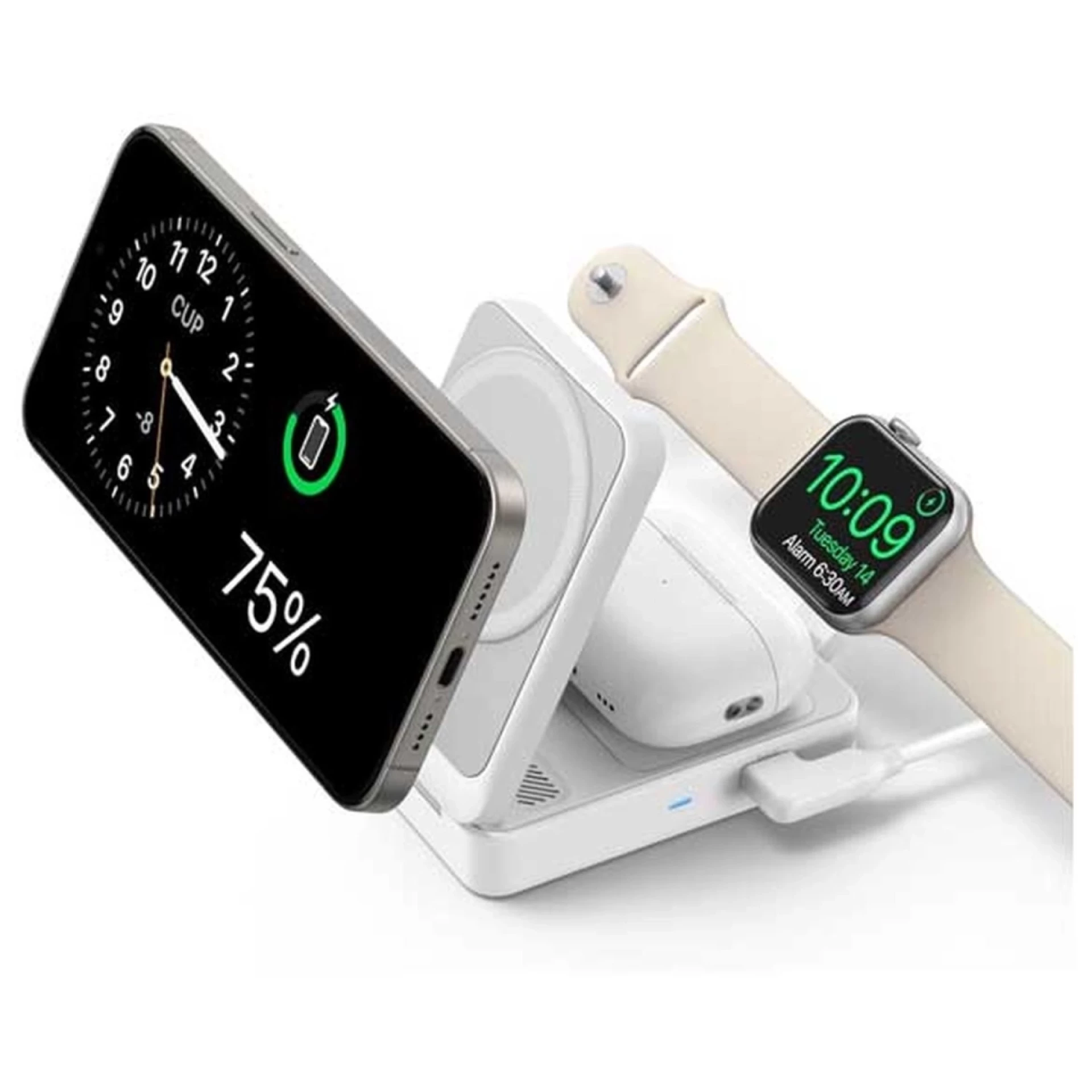 Anker Bežični punjač MagGo 15W Preklopni 3-u-1 Bela Set