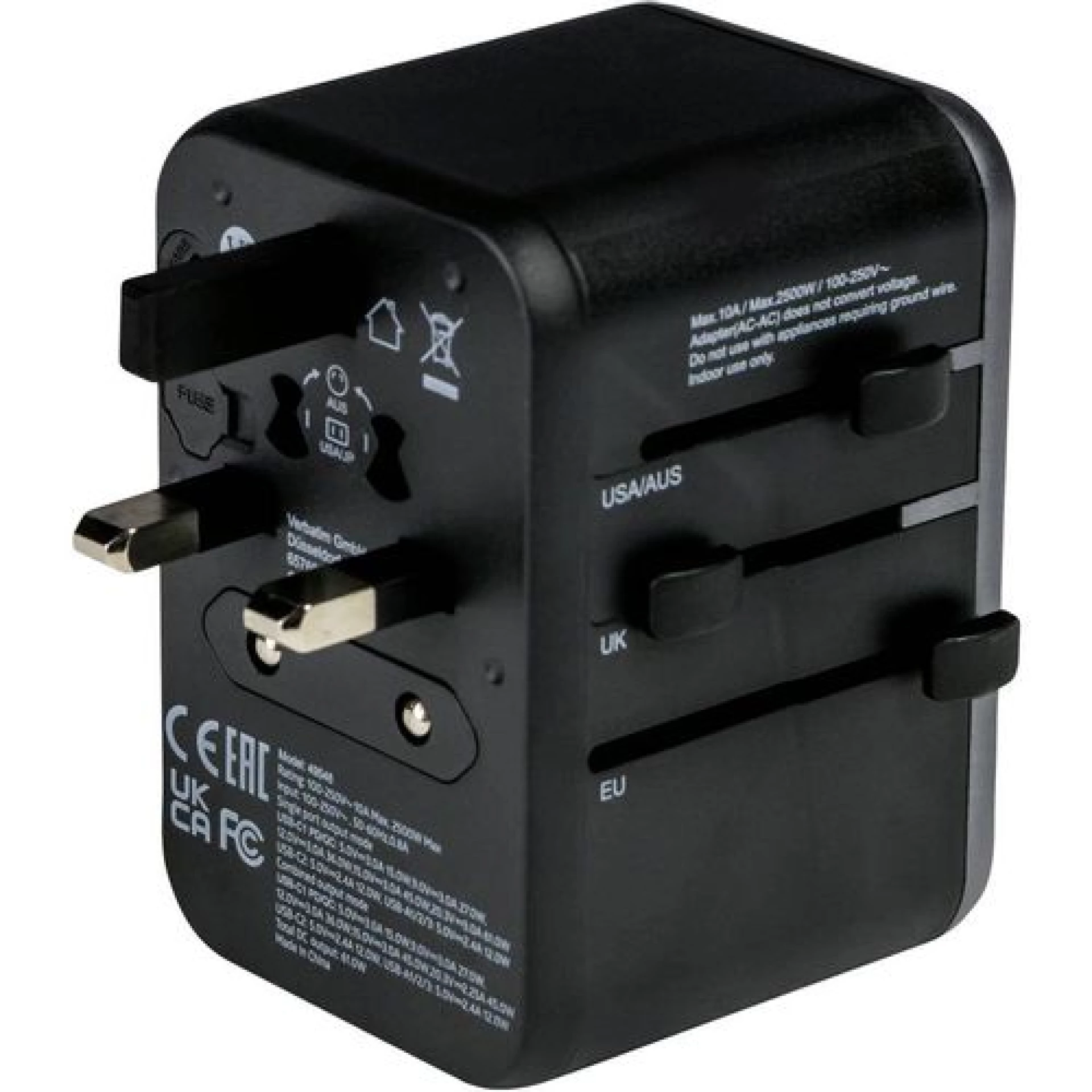 Verbatim UTA-04 Putni adapter US/UK/AUS/EU/USB-C(ženski)/USB-A (ženski)