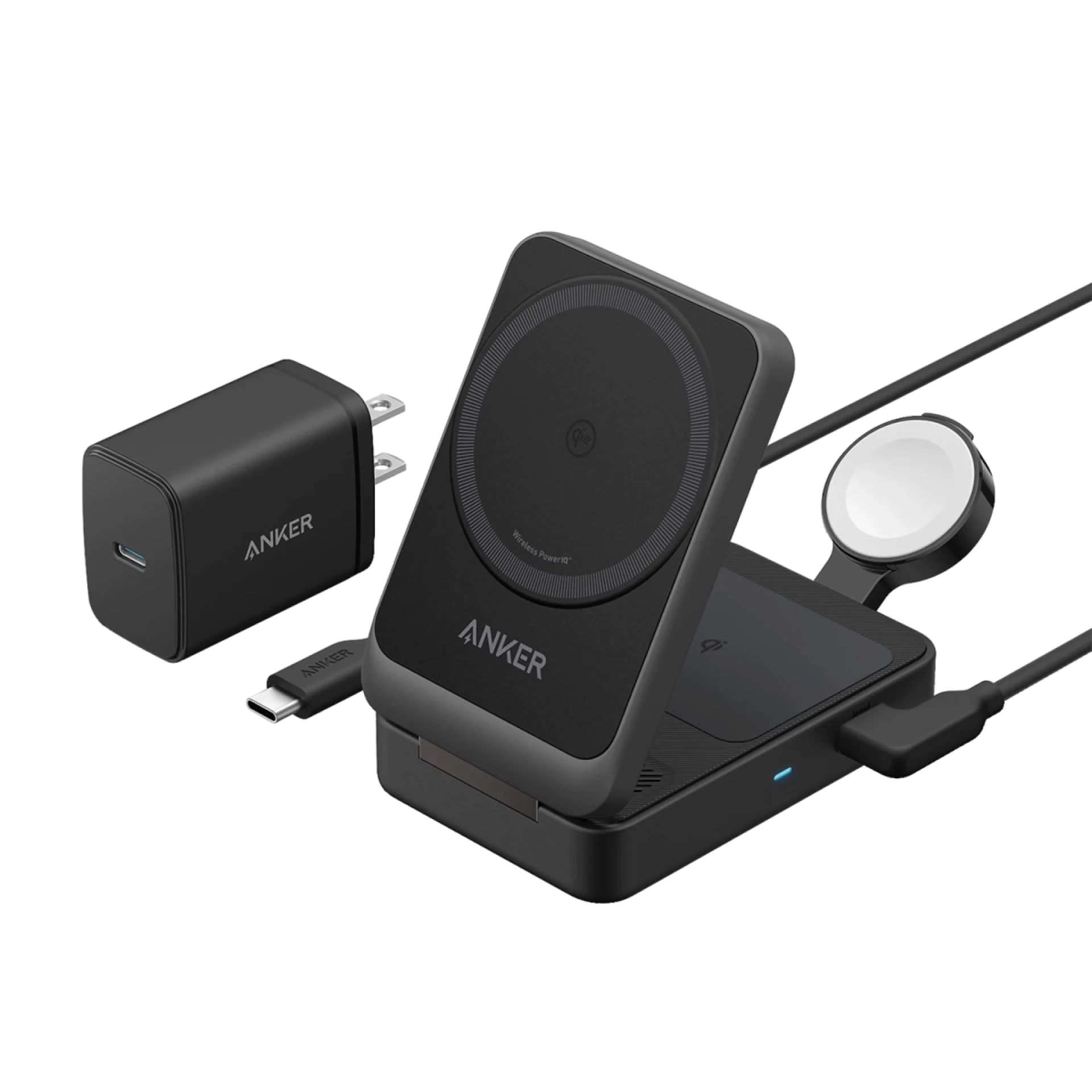 Anker Bežični punjač MagGo 15W Preklopni 3-u-1 Crna Set