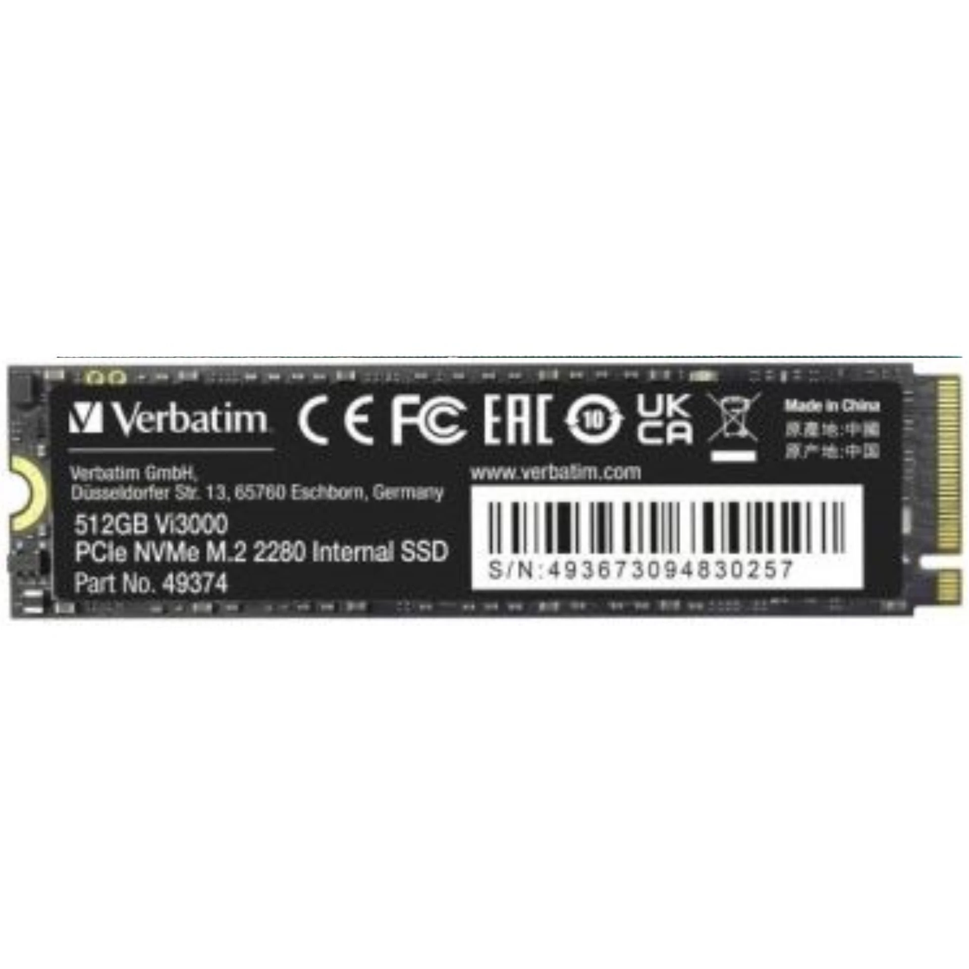 Verbatim 512GB PCIe NVMe M2 SSD disk