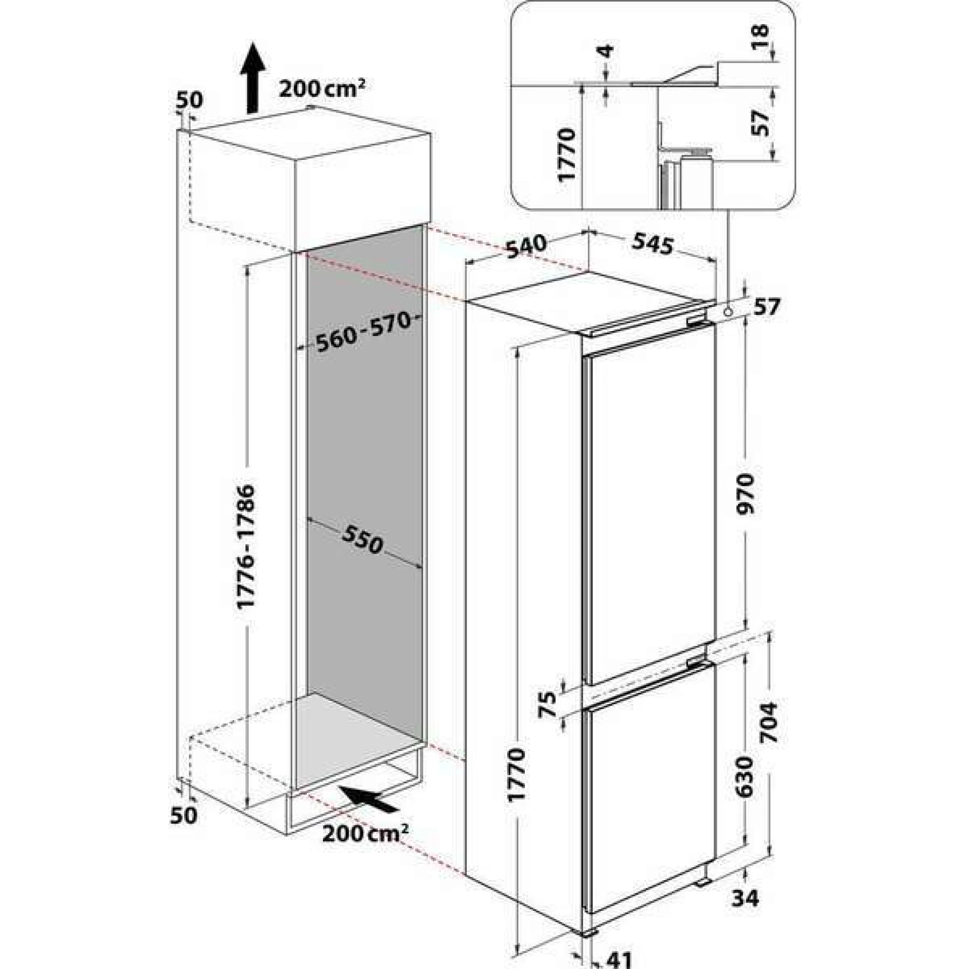Indesit Ugradni kombinovani frižider BI 18A2 D/I