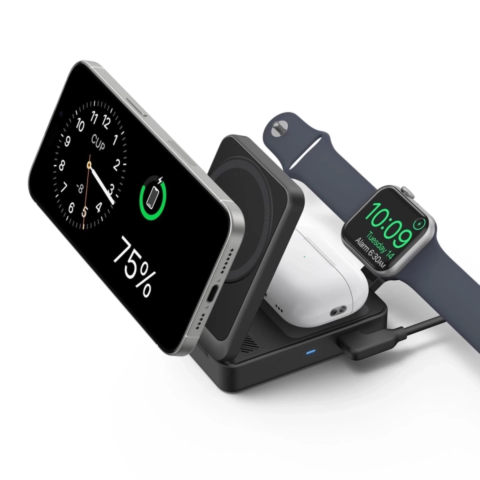 Anker Bežični punjač MagGo 15W Stoni Okrugli 3-u-1 Crna Set