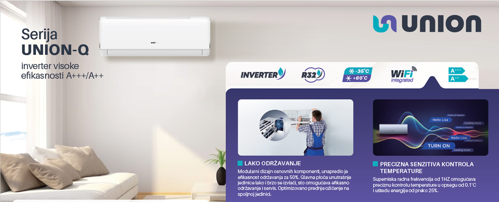 NOVO u ponudi – Visokoefikasna Q serija UNION klima uredjaja