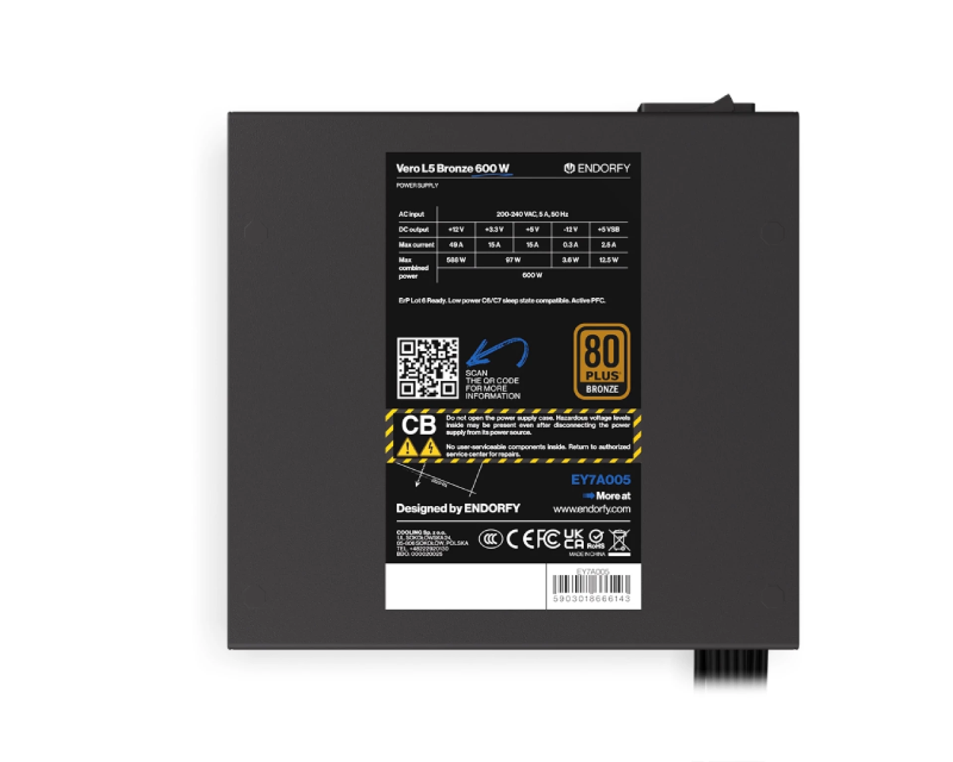 ENDORFY Vero L5 Bronze 600W Napajanje 