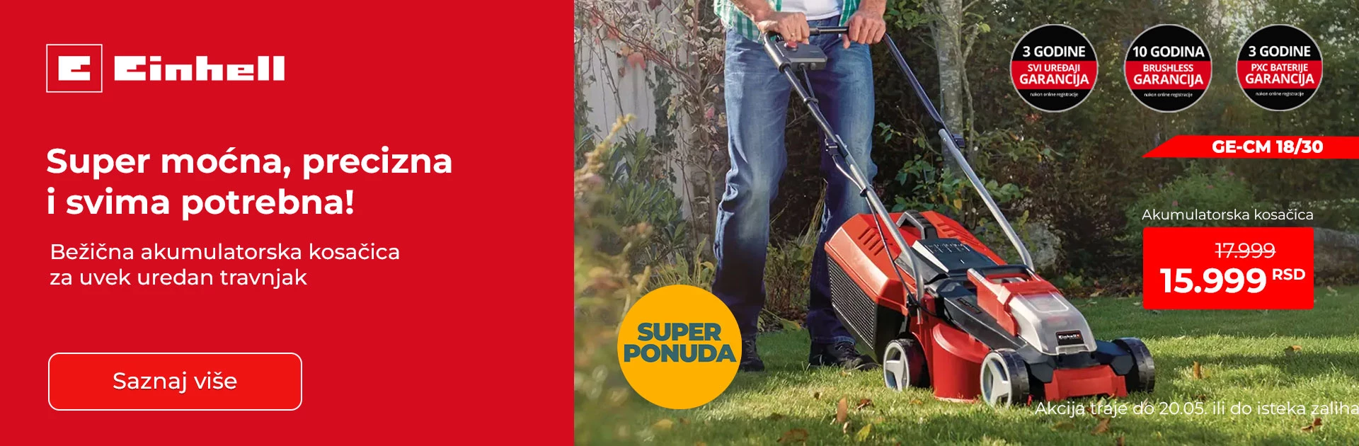 Super izbor - Einhell akumulatorska kosačica!