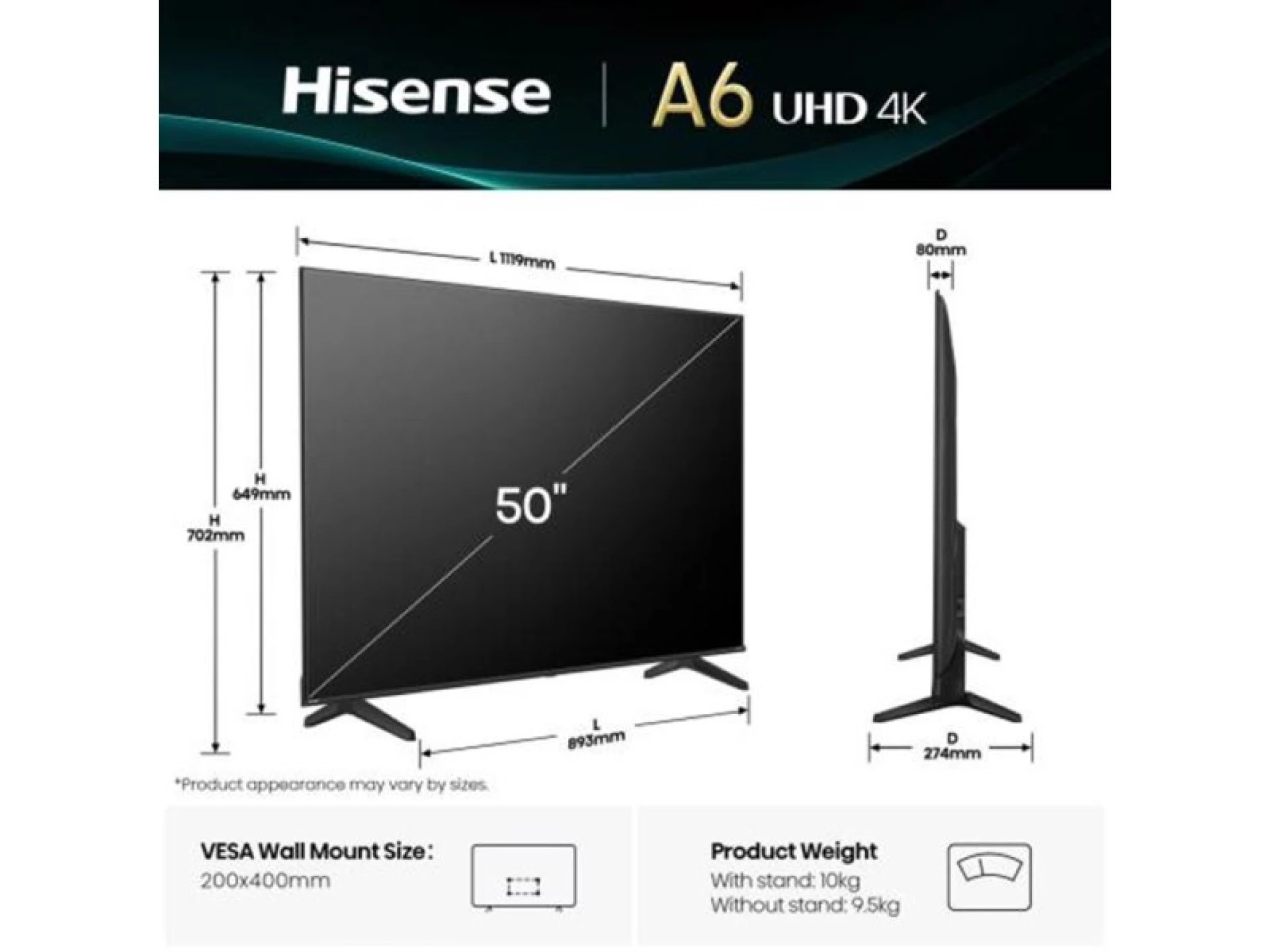 Hisense 50A6Q Smart TV 50" 4K Ultra HD