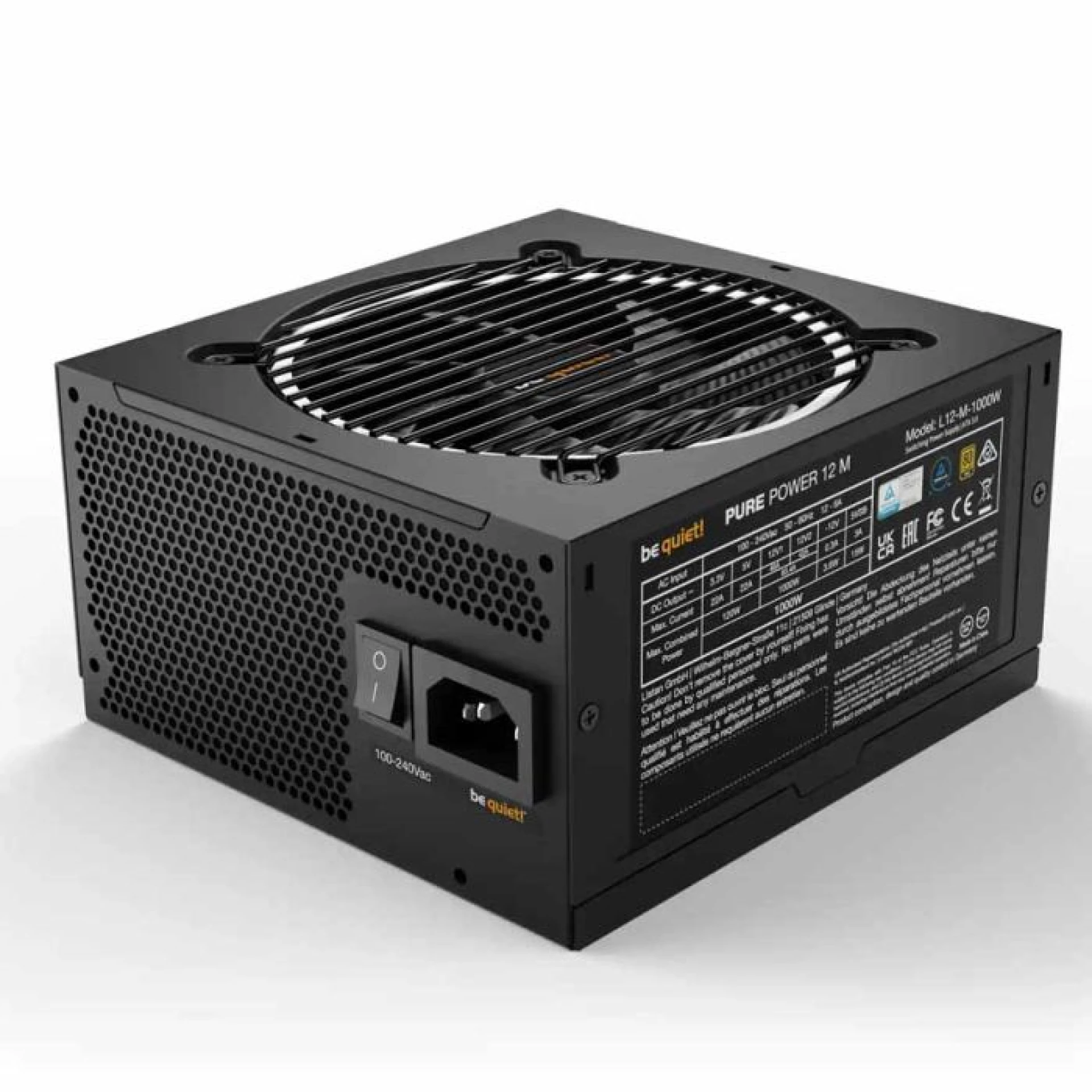 Be Quiet Pure Power 12 M 1000W BN345 Gold Modularno Napajanje ATX 3.0
