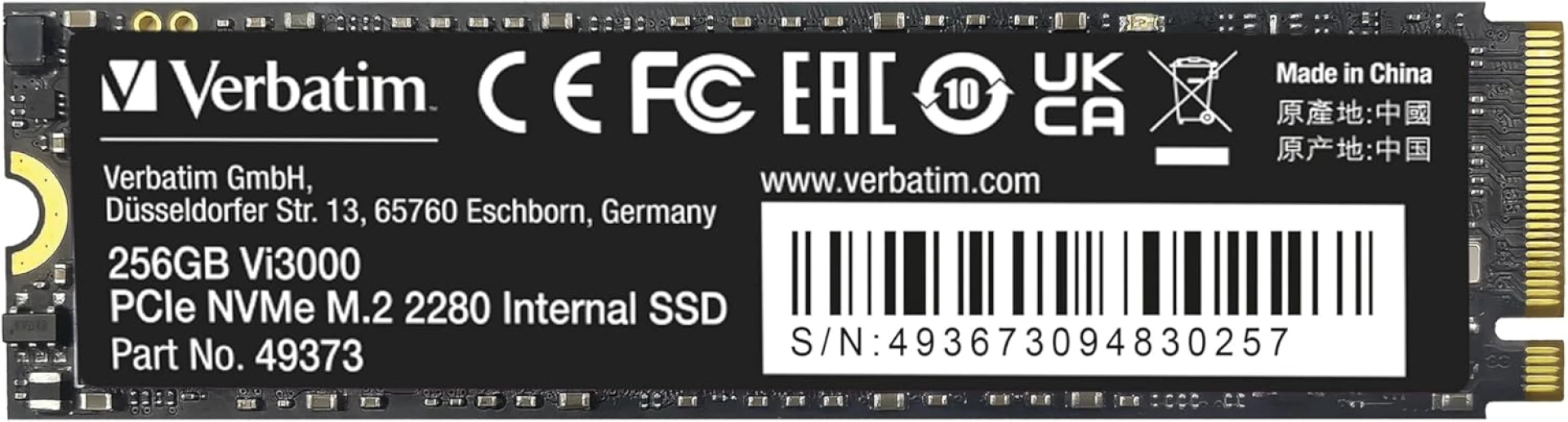 Verbatim Vi3000 256GB PCle NVMe M.2 SSD disk