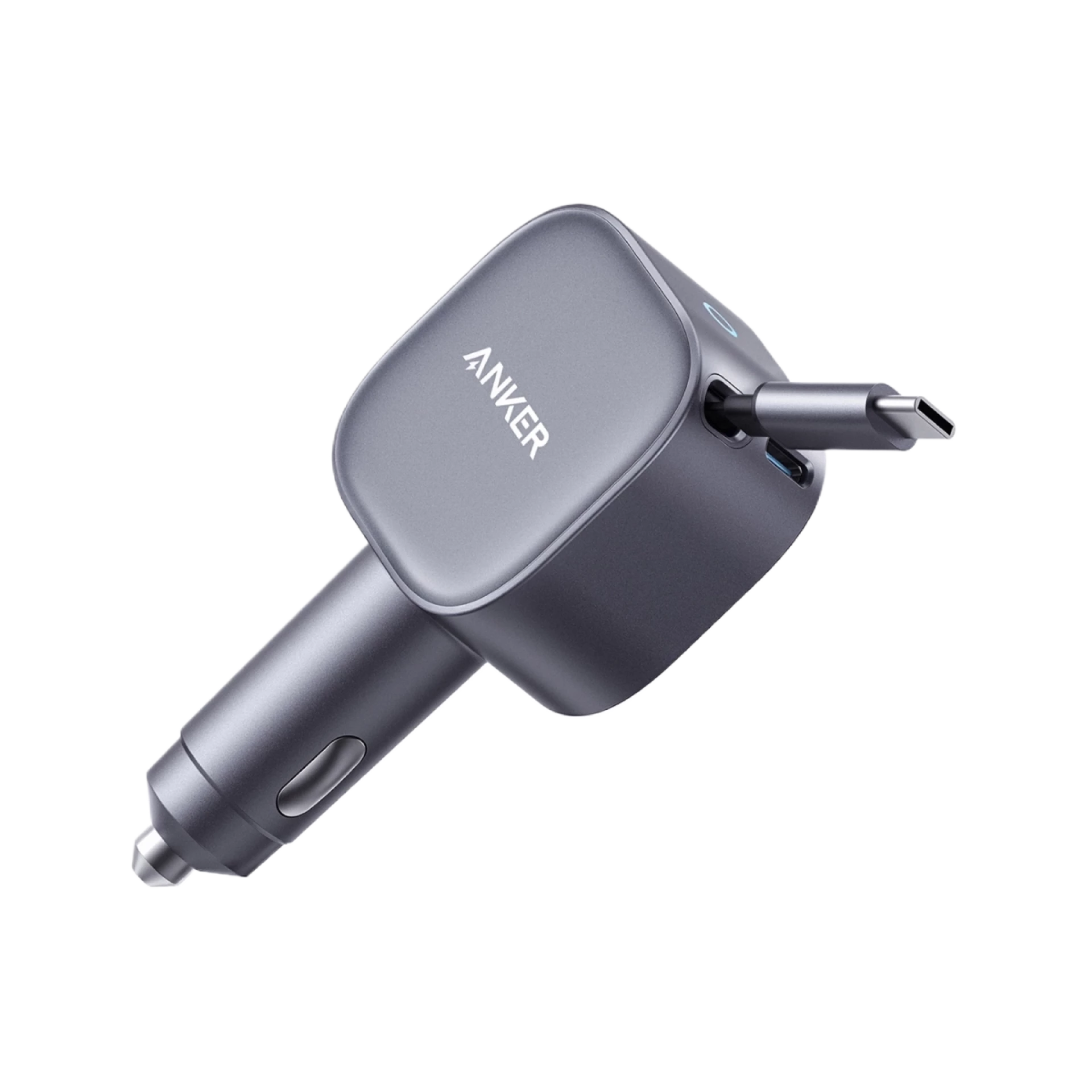 Anker Punjač Auto 75W Nano 75W  Built-In Retractable USB-C Siva