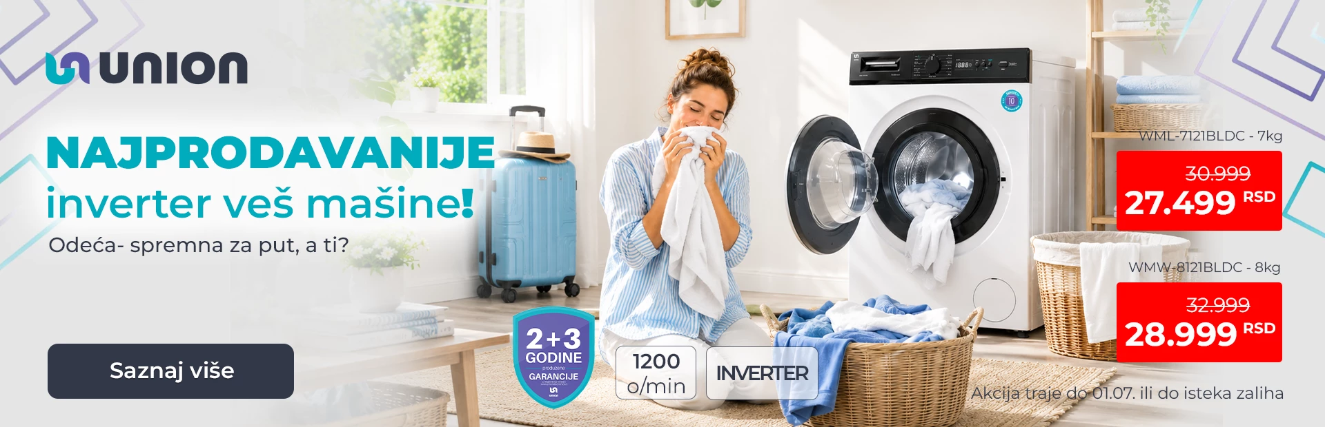 Union inverter veš mašine na akciji