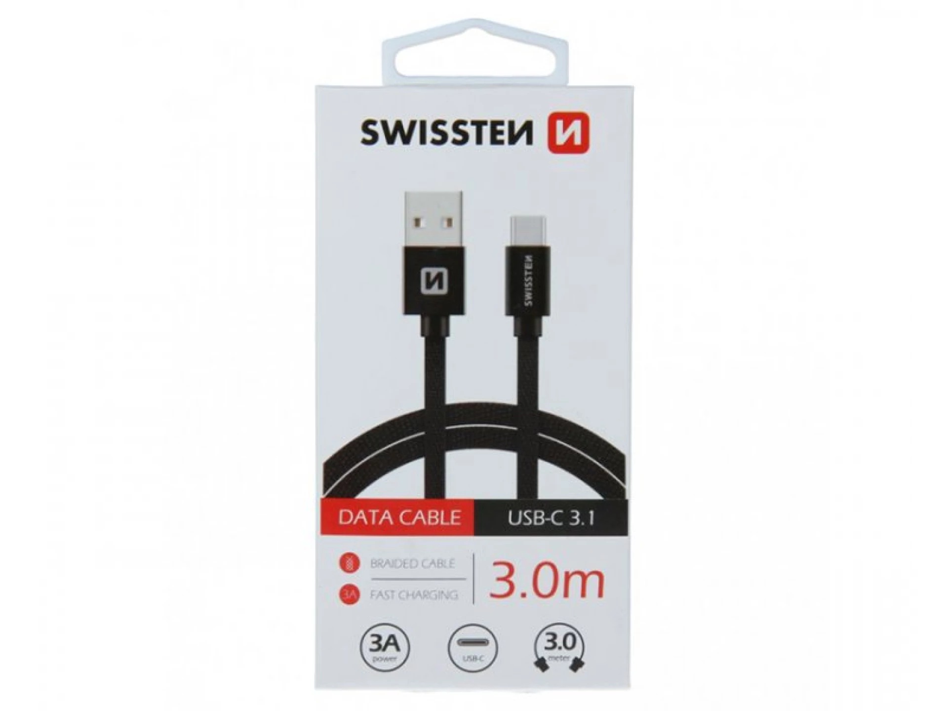 SWISSTEN DATA KABL USB NA TIP C 3M CRNI