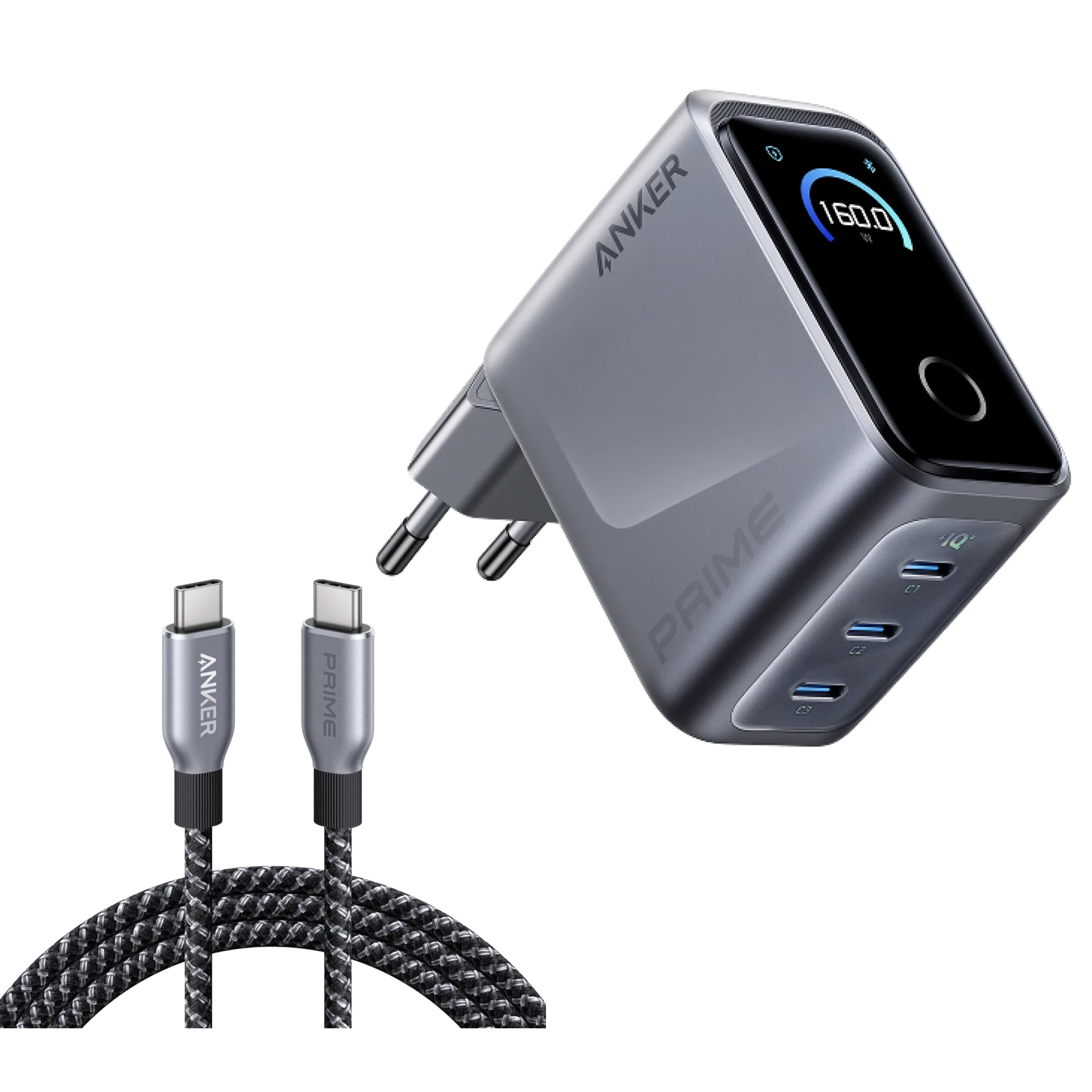 Anker Punjač 160W Prime 3 Porta Display Crna