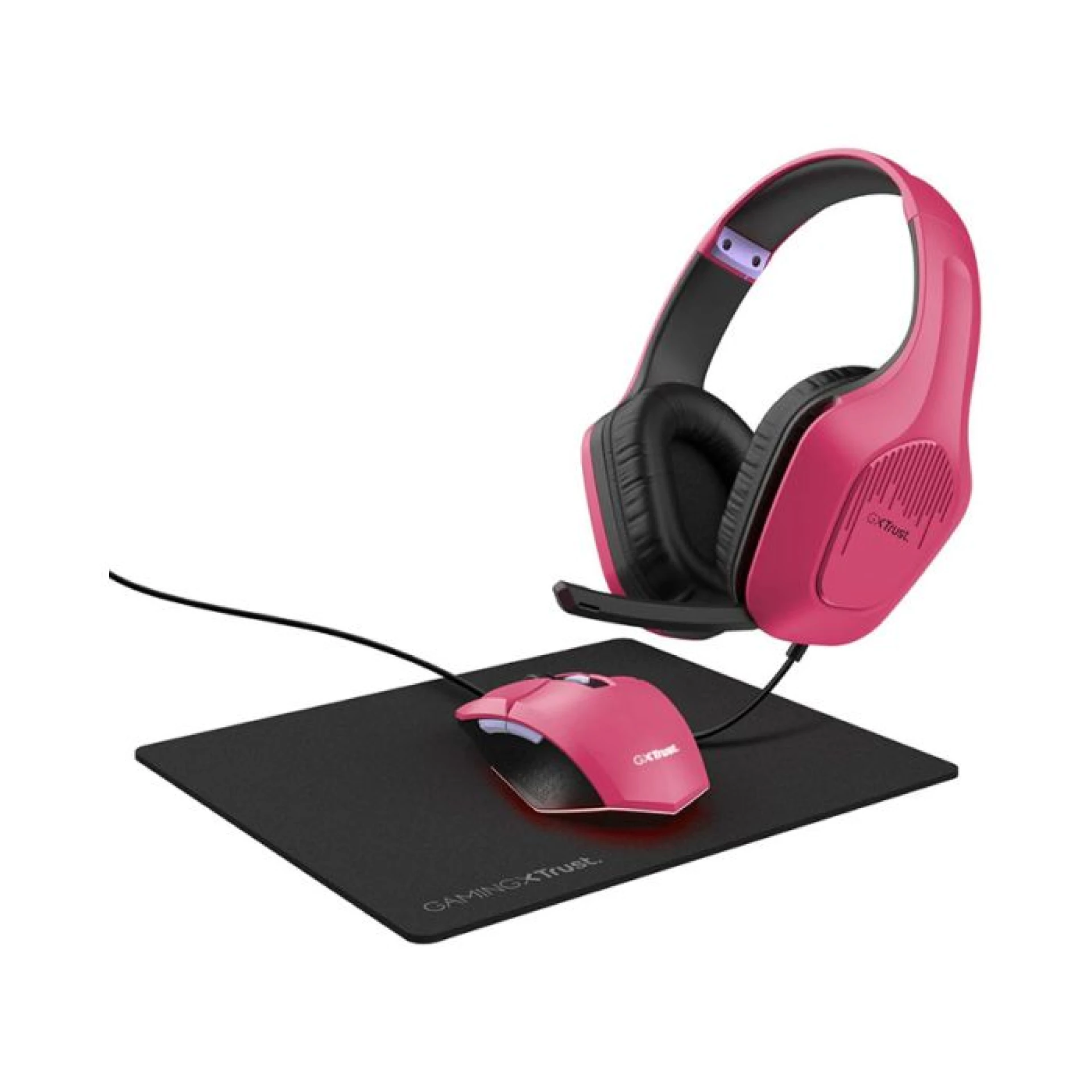 TRUST GXT790 TRIDOX 3-IN-1 GEJMERSKI SET - MIŠ, SLUŠALICE, PODLOGA Pink (25179)