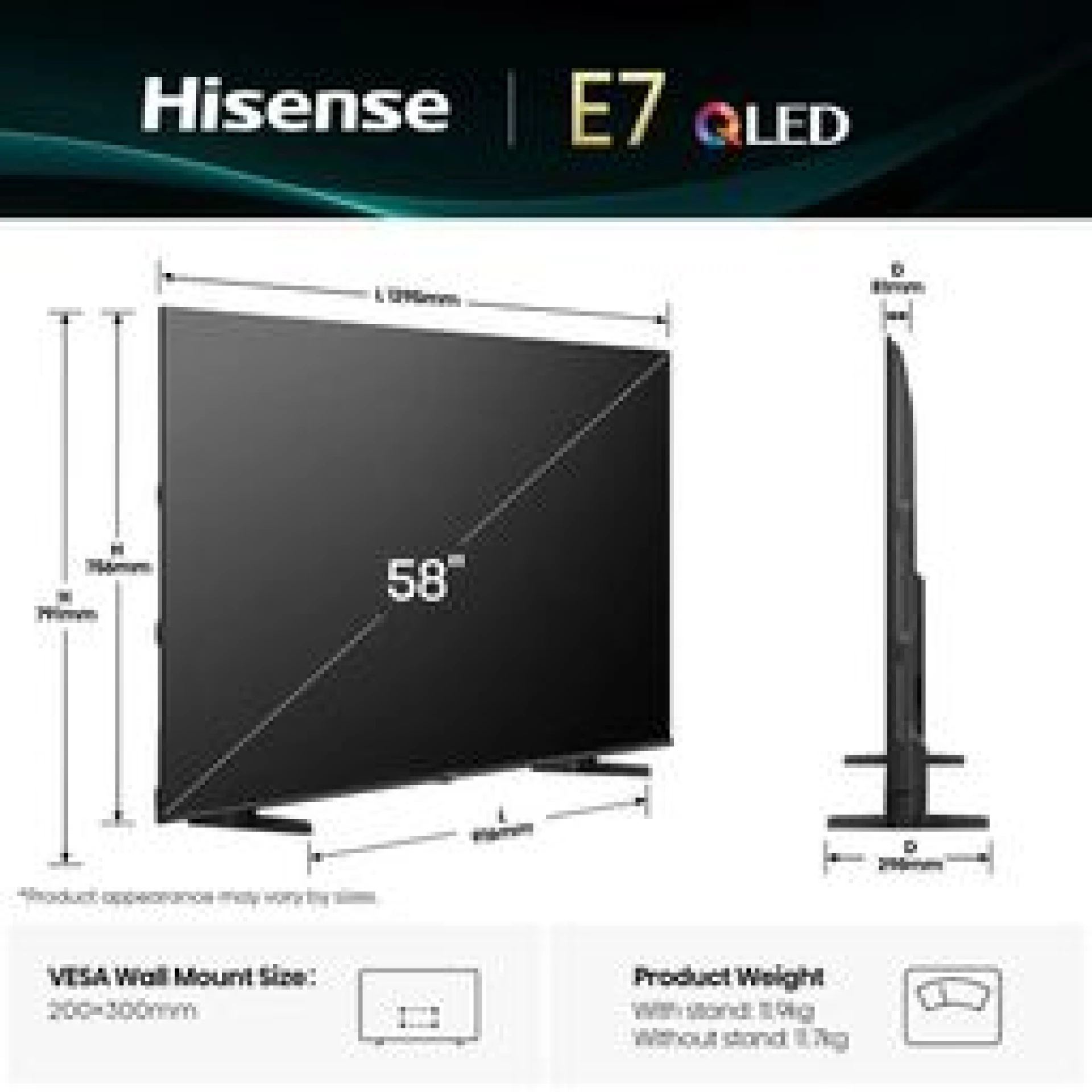 Hisense 55E7Q  Smart TV 55" 4K Ultra HD QLED