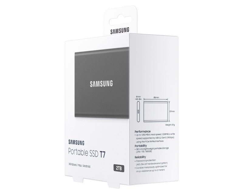 Samsung Portable T7 2TB sivi eksterni SSD